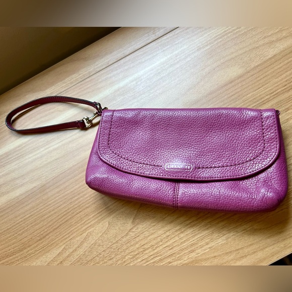 Coach Purple Pebbled Leather Clutch - Picture 6 of 15